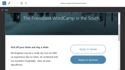 FSE Outreach Round #6: Building a WordCamp Landing Page via the Template Editor